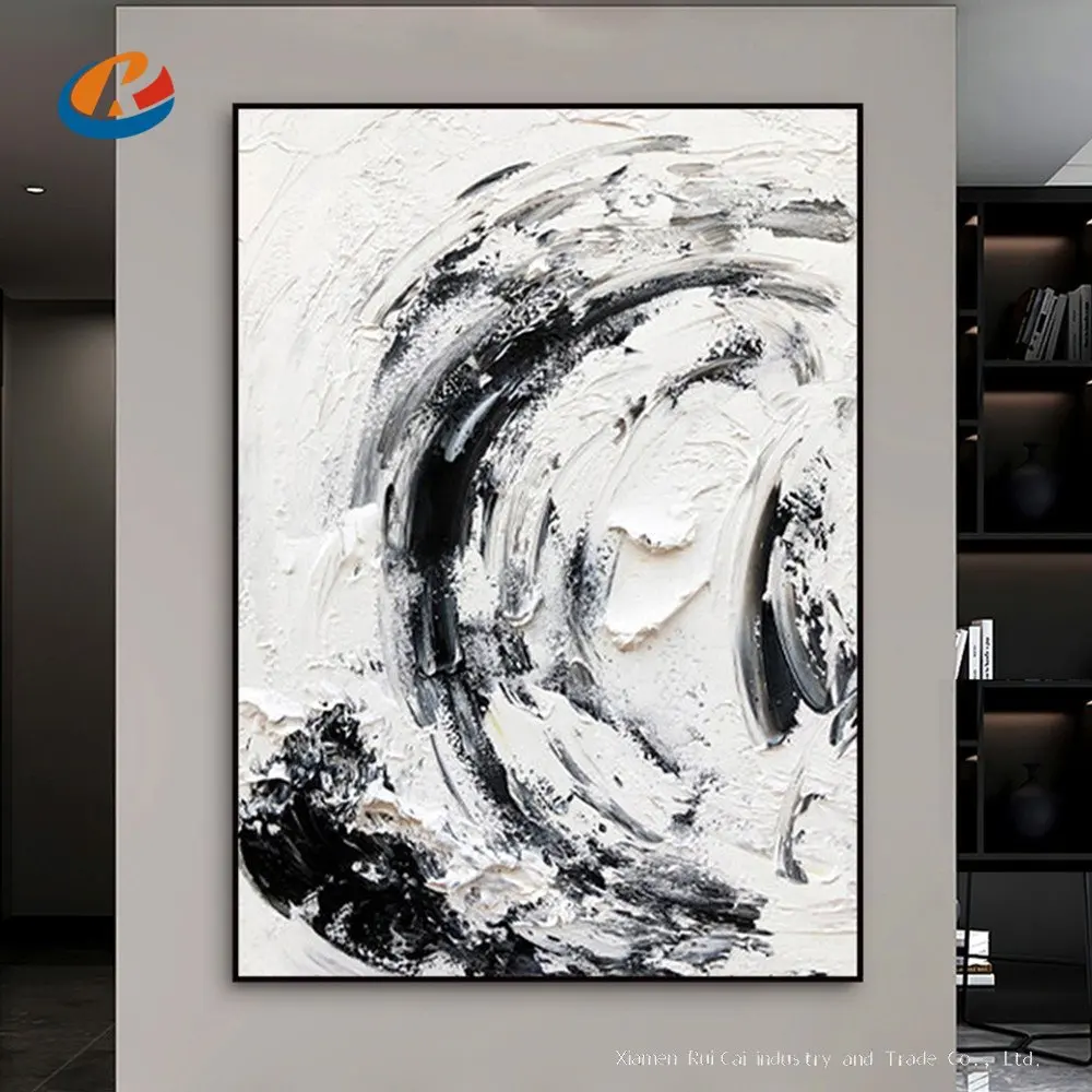 

Abstract Black Oil Painting Abstract Handmade Canvas Decorative Mural Unframe Acrylic Hanging For Living Room Bedroom Wall Art