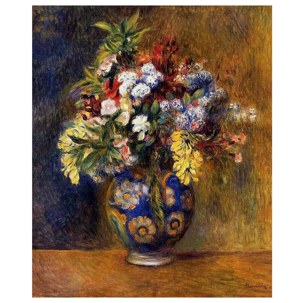 

Ручная роспись, высокое качество, воспроизведение цветов в вазе от Renoir, Цветочная масляная живопись, фотография