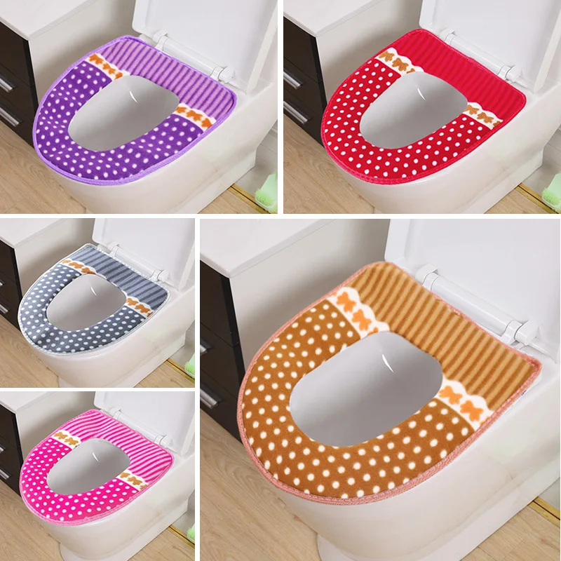 

Velcro Plush Toilet Pad Thickened Universal Toilet Seat Cover Four Seasons Universal Toilet Accessories Restroom Set