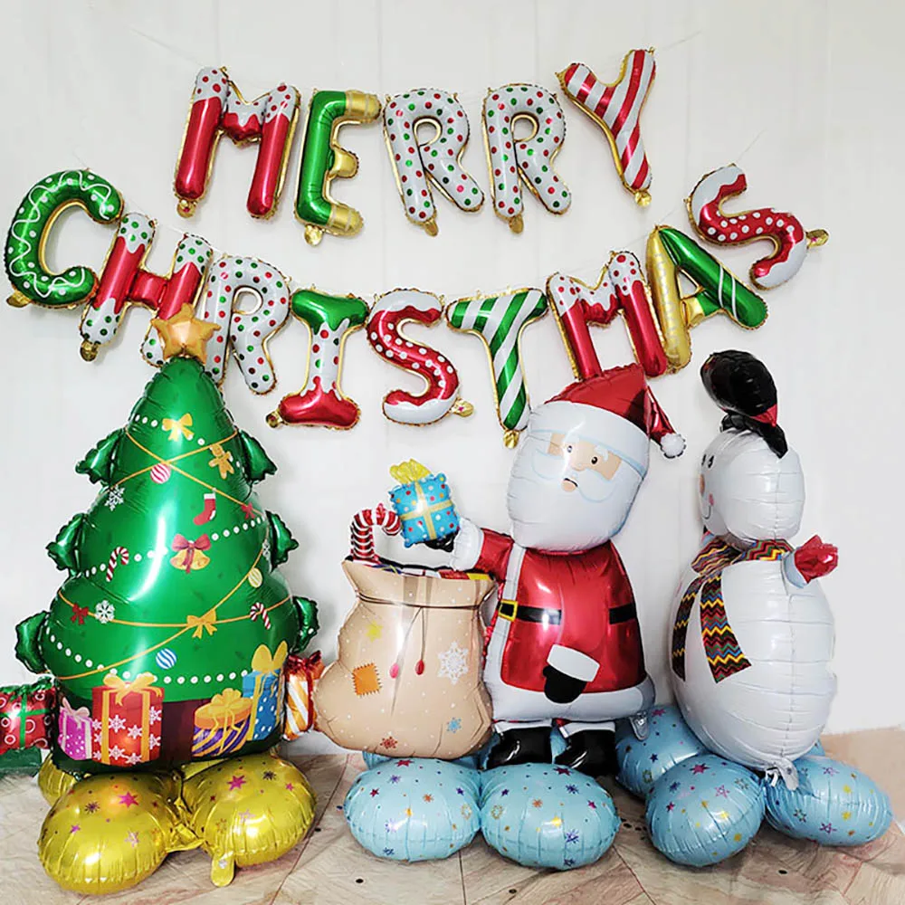 

Candy Merry Christmas Letter Balloons Banner Santa Claus Snowman Christmas Balls for Home Navidad 2024 New Year Party Supplies