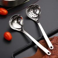 2pcs set hot pot spoon 304 stainless steel kitchen utensils long handle soup spoon with colander kitchen soup ladle