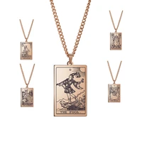 hip hop fashion stainless steel necklace rose gold 22 design tarot pendant necklace for trendy men women
