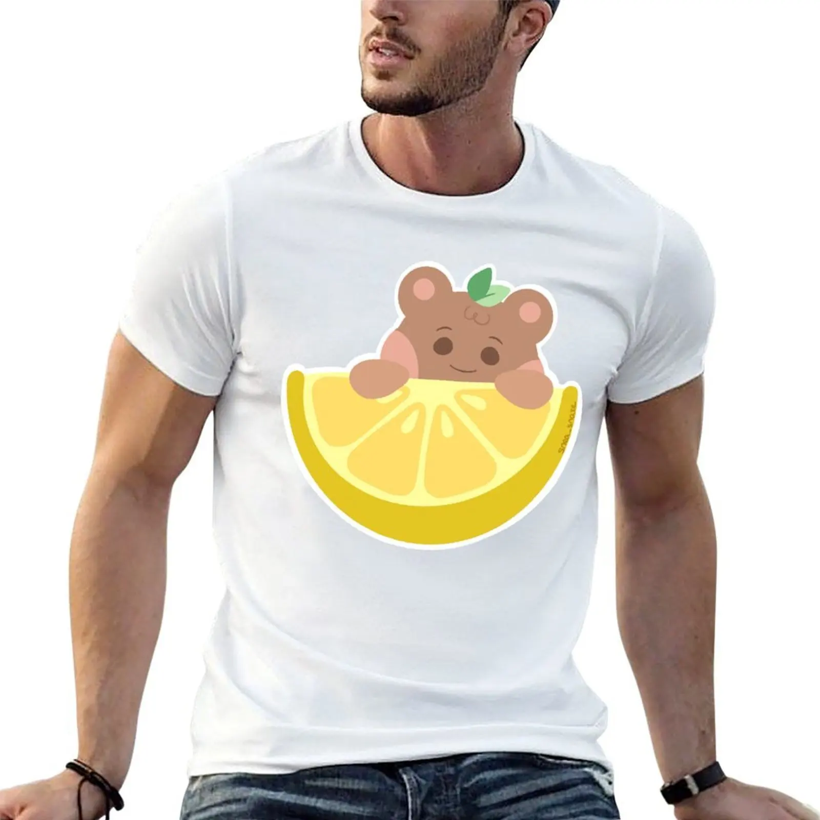 Фото Ateez Aniteez Golden Hour Lemon JJONGbear футболка мужская футболка с рисунком футболки для мужчин упаковка белая мужская футболка дизайнерская футболка №1