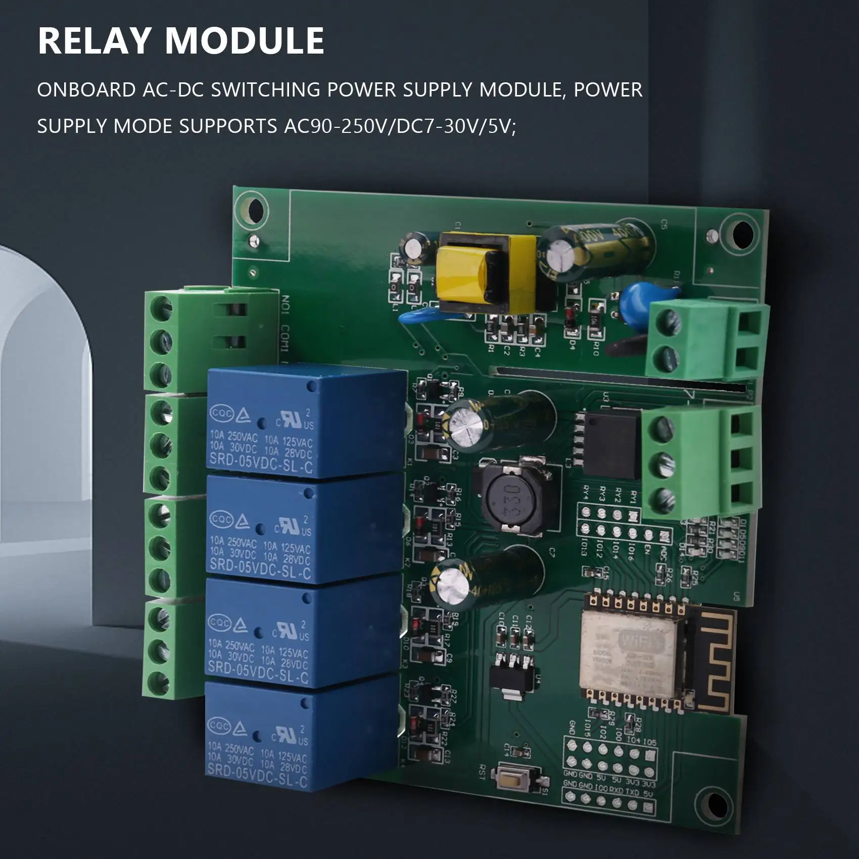 ESP8266 ESP-12F WIFI релейный модуль 4 канала AC90-250V/DC7-30V/5V переключатель задержки для ARDUINO IDE