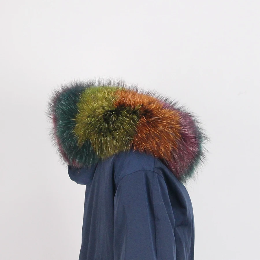 Ladies Real Fox Fur Collar Winter Real Raccoon Fur Collar Natural Fur Warm For Parka New Fashion Furry Muffler With Clip Loops