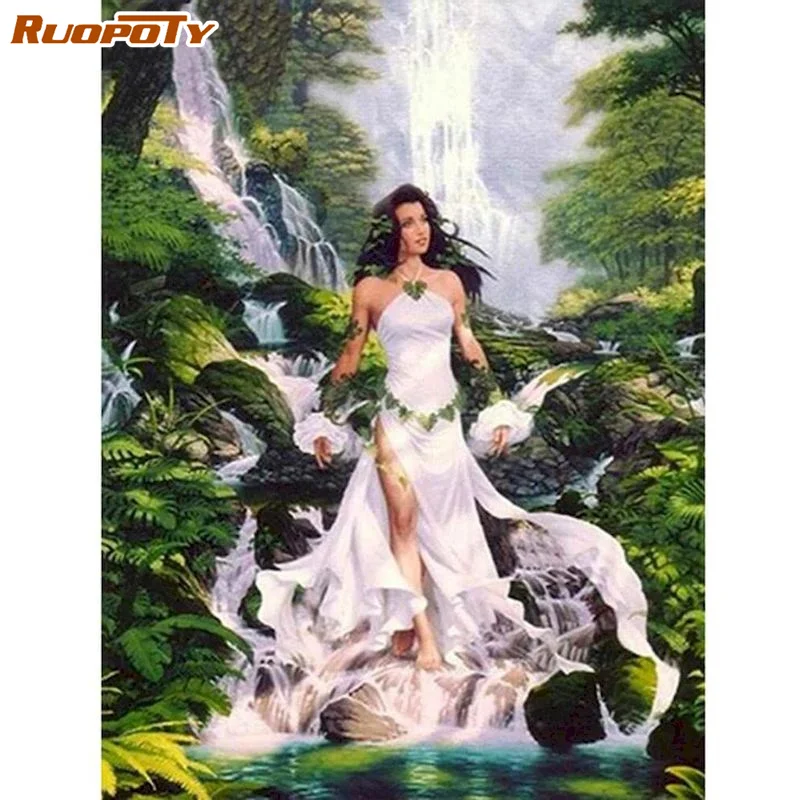 

RUOPOTY DIY Diamond Embroidery Complete Kit Full Square Landscape Diamond Painting Mosaic Women pictures Handmade Home Decor