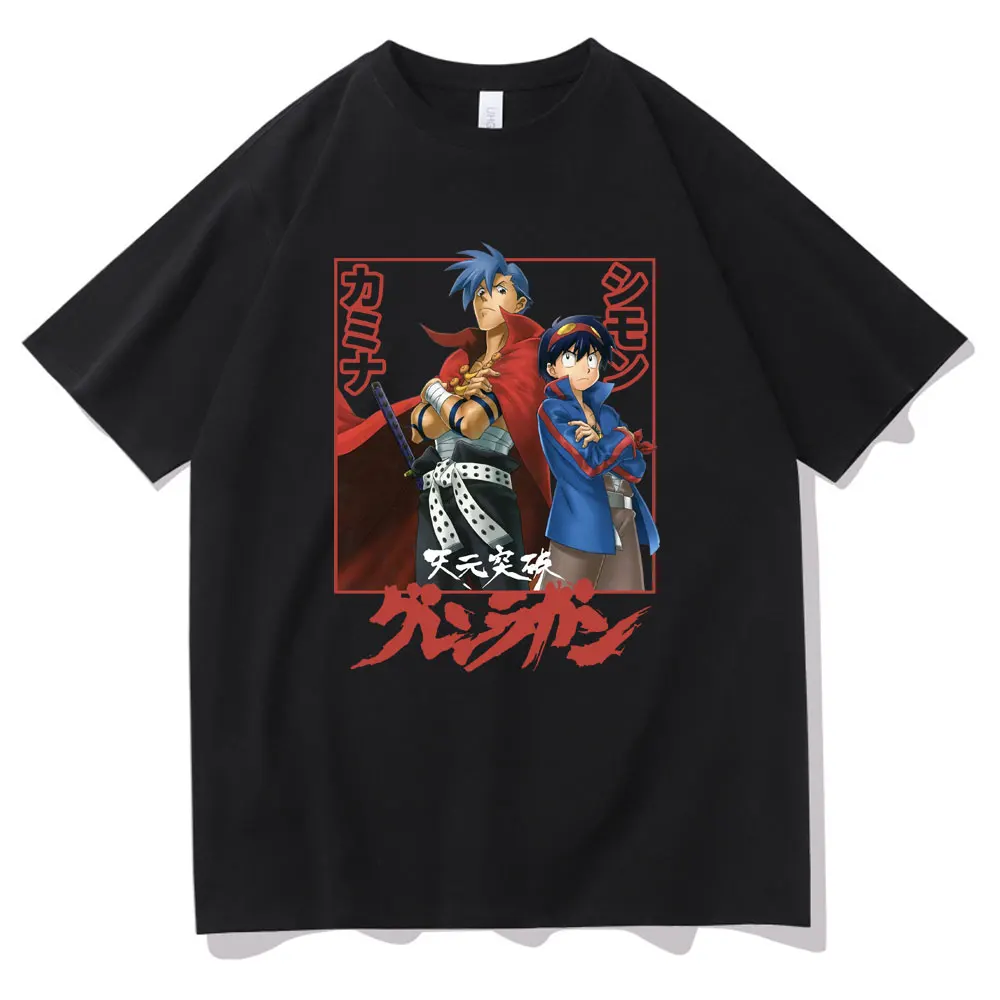 Anime 90s Tengen Toppa Gurren Lagann Simon Kamina Print Tshirt Men Women Fashion Funny Manga Harajuku T-shirt Cotton Male Tees