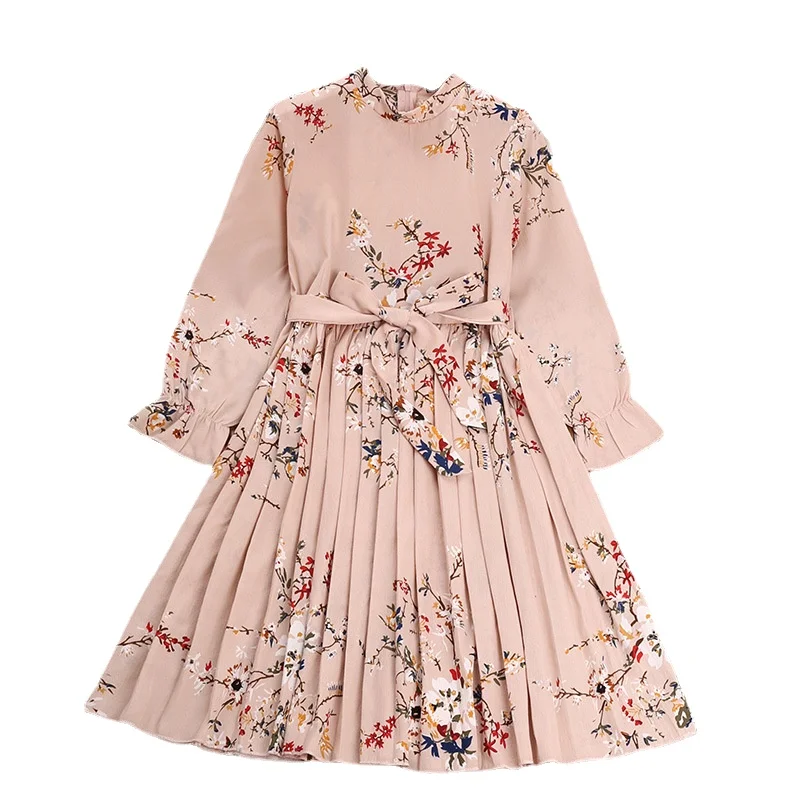 Демисезонное платье для девочек элегантная одежда девочек-подростков цветочное