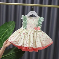 summer baby girls cute bow flower ruffles sleeveless princess dress shorts pants children baby infant 2pcs suits kids