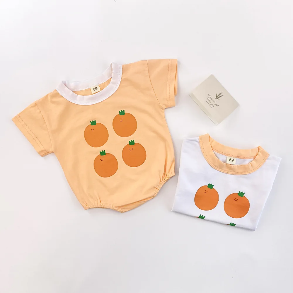 Ins Infants and Toddlers Refreshing Fruit Short Sleeve Onesie Baby Summer Clothes Cotton Pack Butt Climbing Suit Crawling Suit