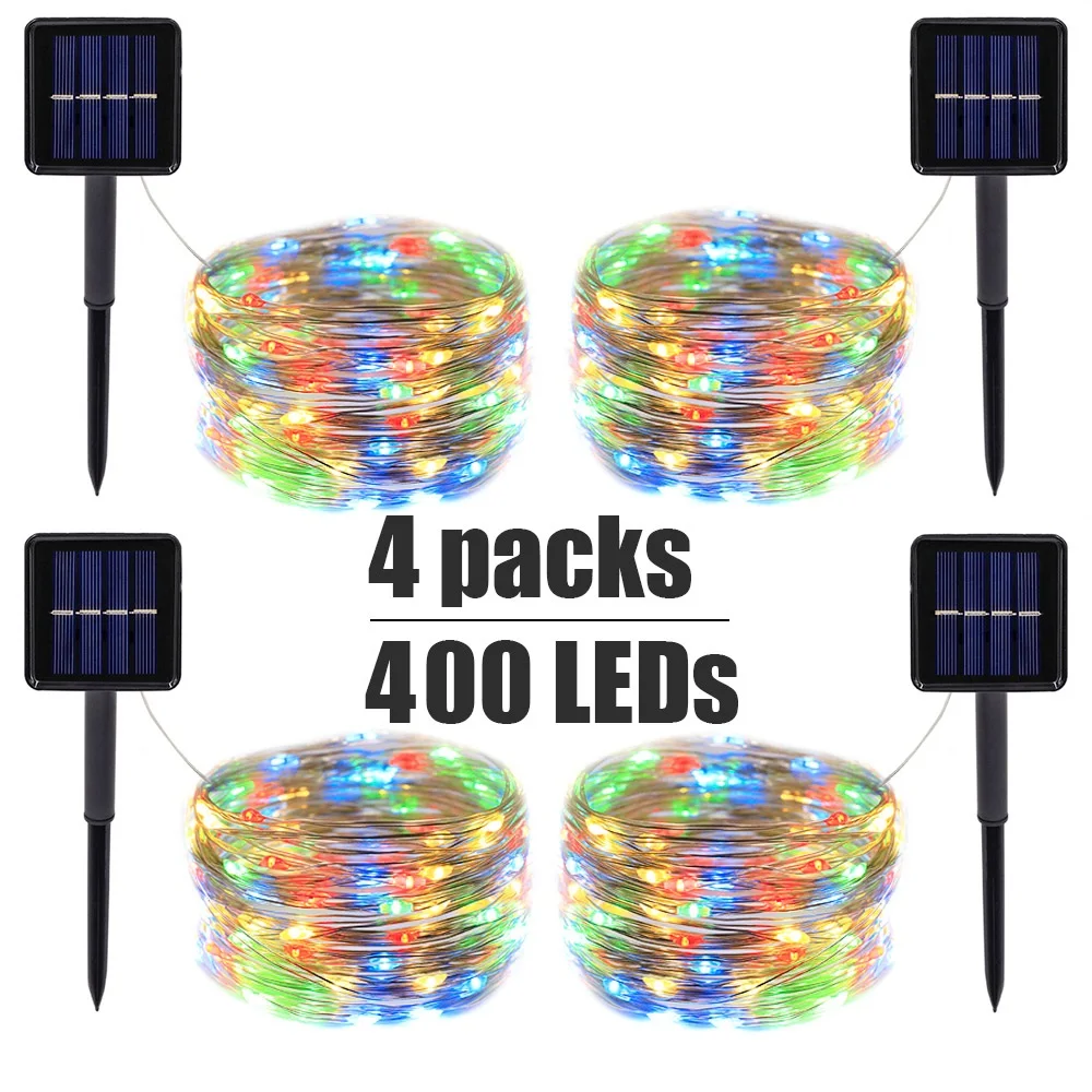 

100/200/300/400 LED Solar Light Outdoor Lamp String Light Christmas Party Decoration Fairy Lights Xmas Garland 4/3/2/1pack