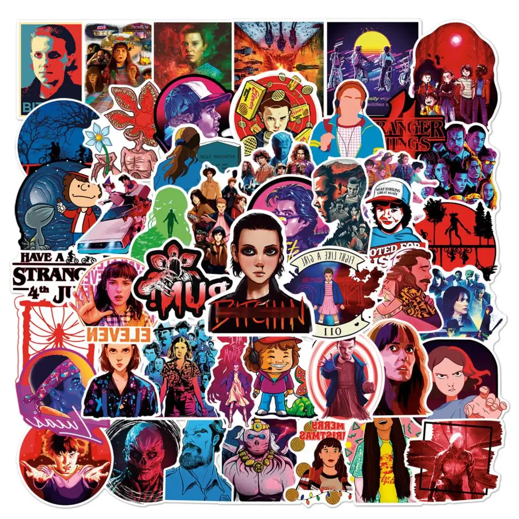 

A1288 50pcs TV Show Stranger Things 4 Stickers Decals DIY Laptop Skateboard Phone Suitcase Guitar Car Cool Cartoon Sticker Toy