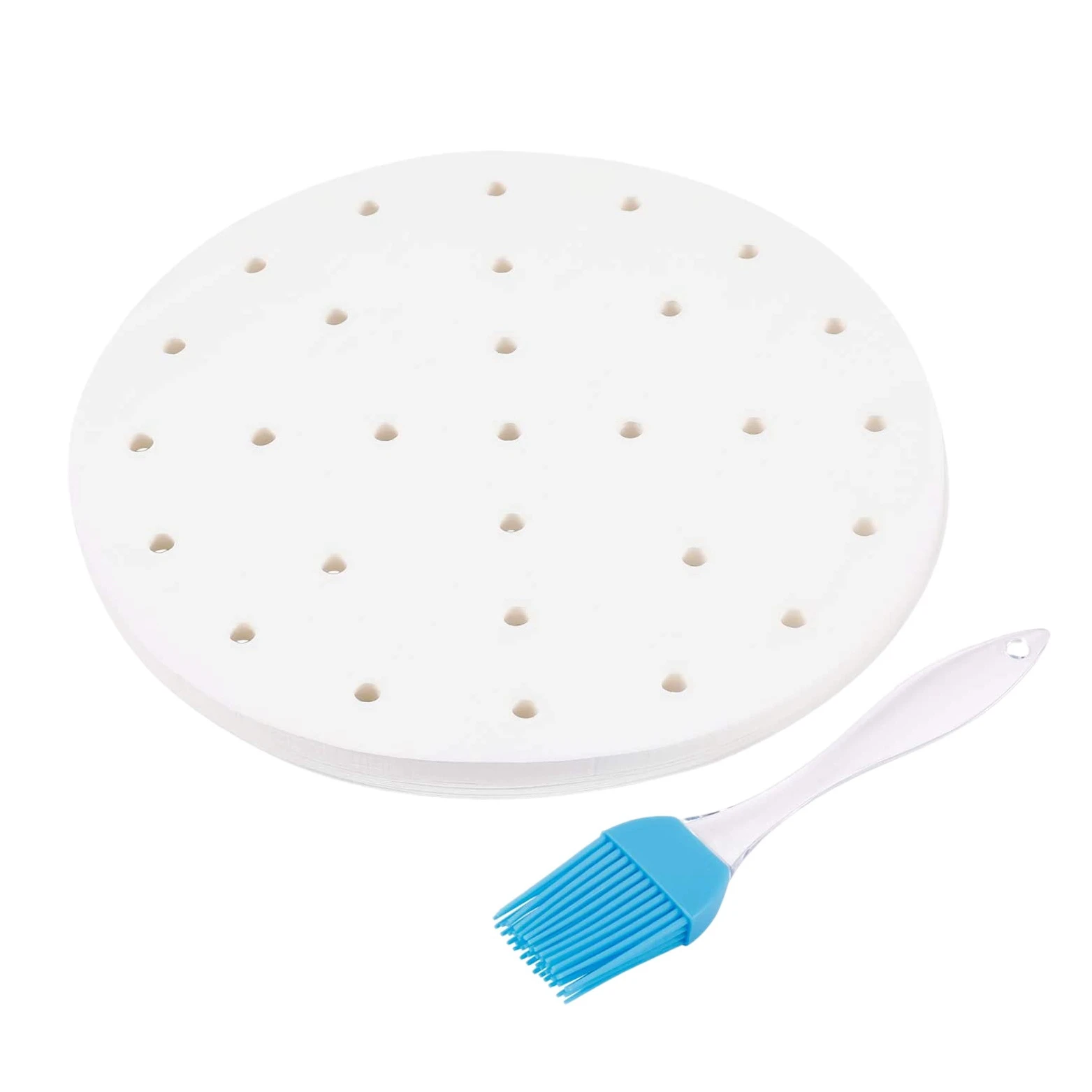 

100 Pcs 7.5 Inch Air Fryer Disposable Paper Liner Wood Pulp Paper Steamer Paper For Air Fryer Steaming Basket