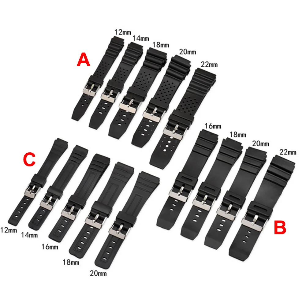 

12mm 14mm 16mm 18mm 20mm 22mm PVC Resin Watch Strap for Casio G-Shock Sport Diving Waterproof Wrist Band Bracelet Accessories
