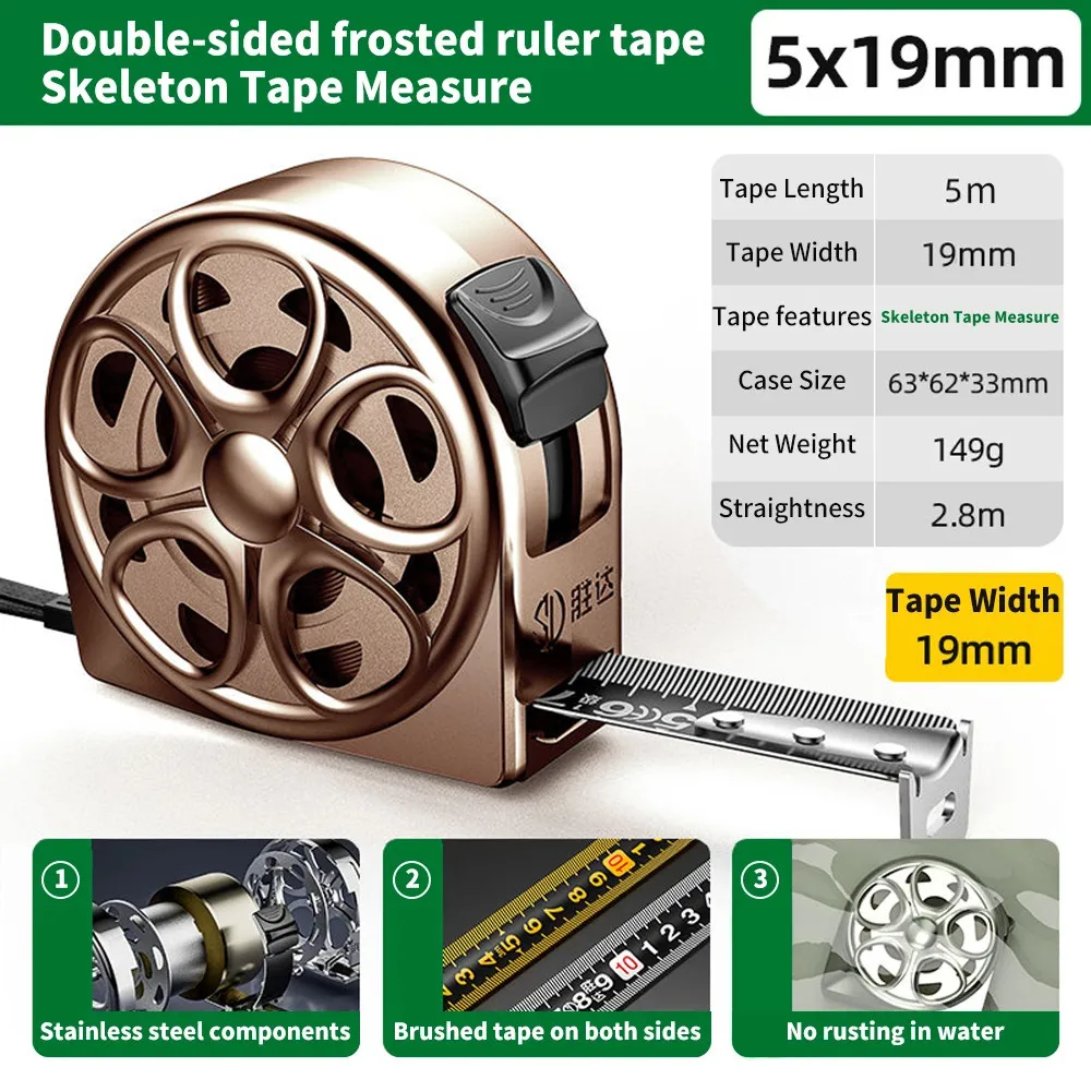 

3/5 м метрическая рулетка из нержавеющей стали, антикоррозийная выдвижная метрическая линейка, полый дизайн, измерительный инструмент для деревообработки