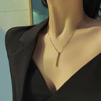 cold wind titanium steel blockchain long pendant shell clavicle necklace suitable for ladies girls simple fashion party jewelry