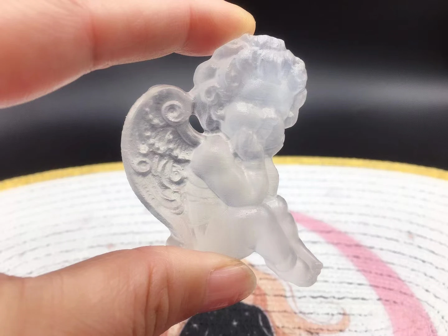 

Carved Craft Gypsum Reiki Opal Lucky Charm Guardian Angel Figurines Natural Crystal Statue Home Decor Free Shipping