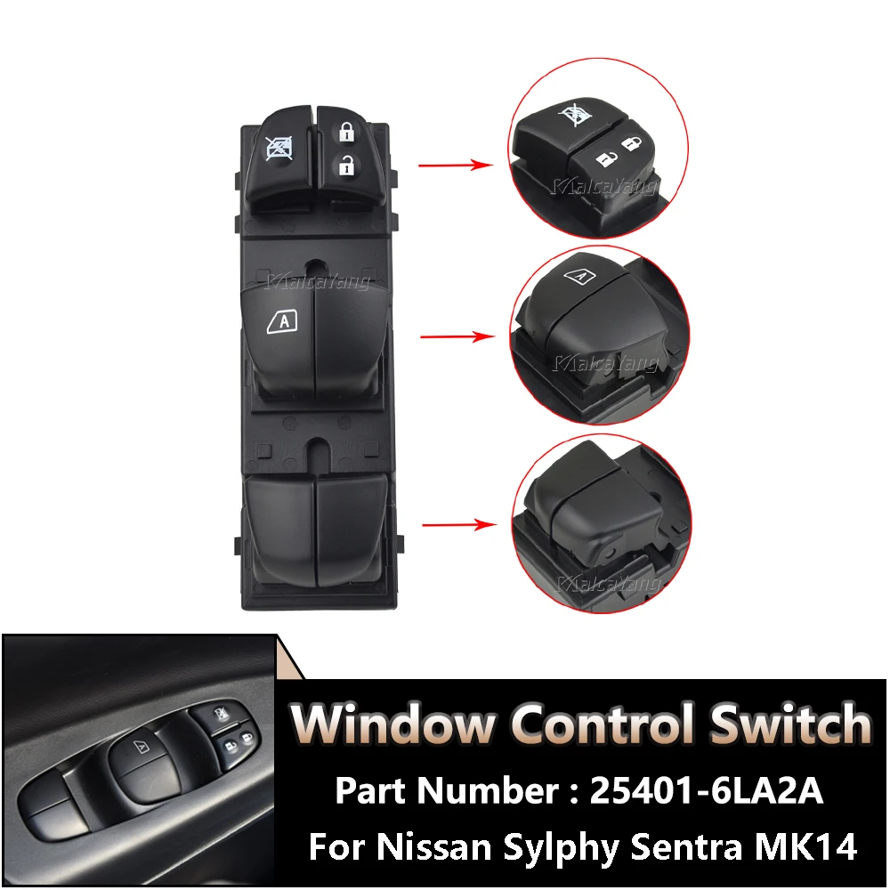 

25401-6LA 2A высококачественный электрический переключатель управления окном для Nissan Sylphy Sentra MK14 2019 2020 2021 автомобильные аксессуары