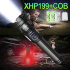 Новейшее обновление XHP199, мощный перезаряжаемый светодиодный фонарик 18650, мощные тактические фонари, фонарик для кемпинга, фонарик XHP70