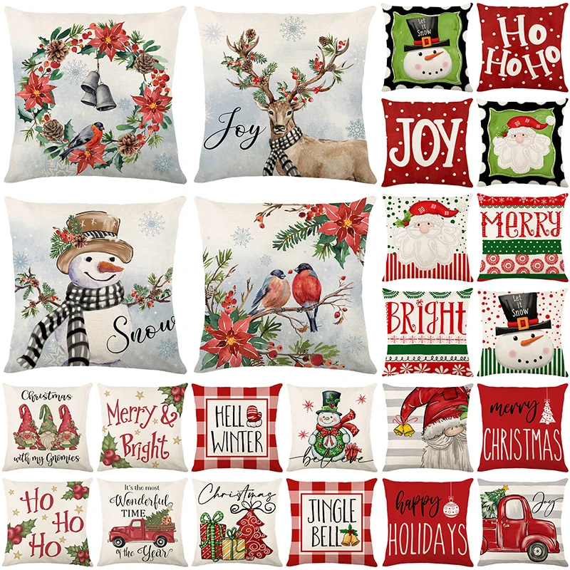 

2023, подушка "Merry Christmas", украшение для дома, льняная наволочка для подушки, праздничная наволочка, новогодние Подарки Для Семьи