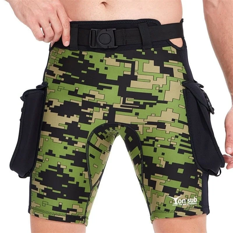 

Men 2.5mm Camo Neoprene Wetsuit Pants Scuba Diving Snorkeling Surfing Swimming Warm Trousers Shorts Size S-XXL