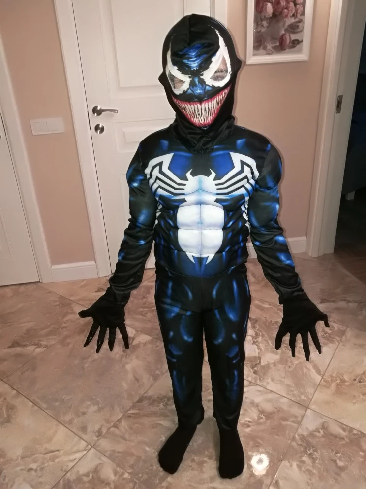 Костюм Хэллоуина Venom Spiderman Cosplay для детей от 4 до 10 лет, супергеройский Zentai костюм, комбинезон для карнавальной вечеринки с маской.