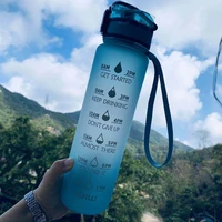 1l portable water bottle motivational sports water bottle with time maker leak proof cup for outdoor sport fitness