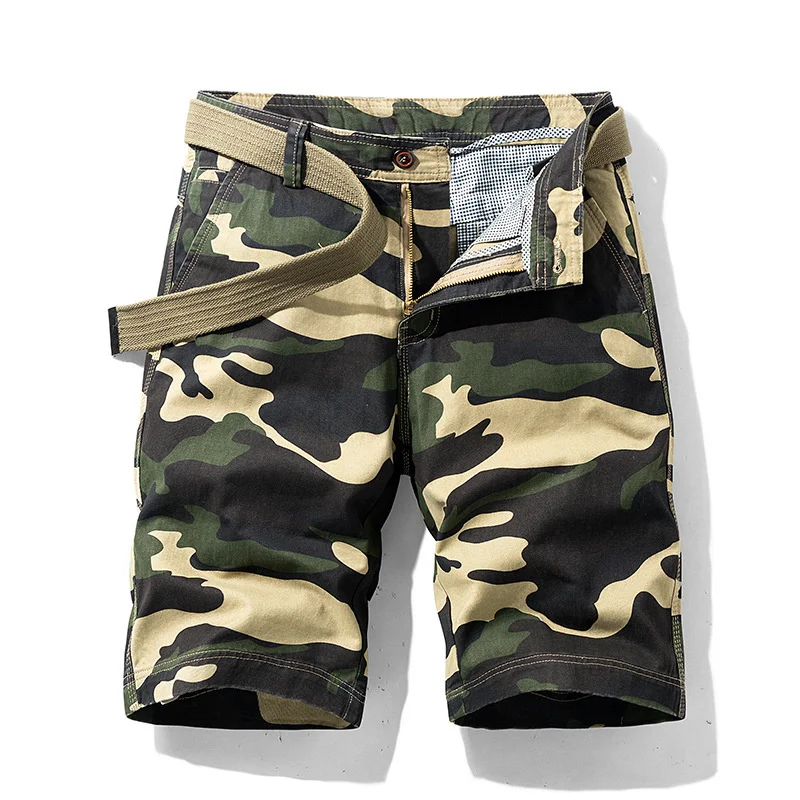 

Camouflage Summer Cargo Short Men Casual Mens Shorts Mid-waist Knee Length Cotton Breathable Overalls Men Large Size 28-38