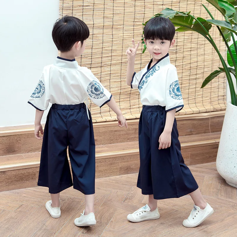 Костюм Тан с длинным рукавом для мальчиков вышивка Детский комплект из двух