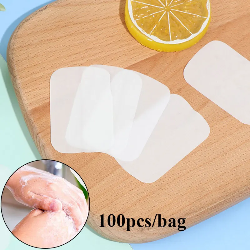 

Sdotter 100pcs/200pcs Hand Wash Foaming Soap Paper Sope Slice Portable Bath Hand Washing Travel Scented Disposable Bath Skin Car