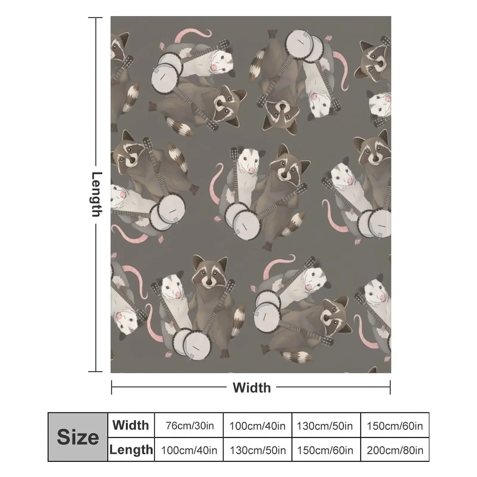 Одеяло Опоссум и енот с банзе Роскошное дизайнерское дорожное одеяло Роскошные