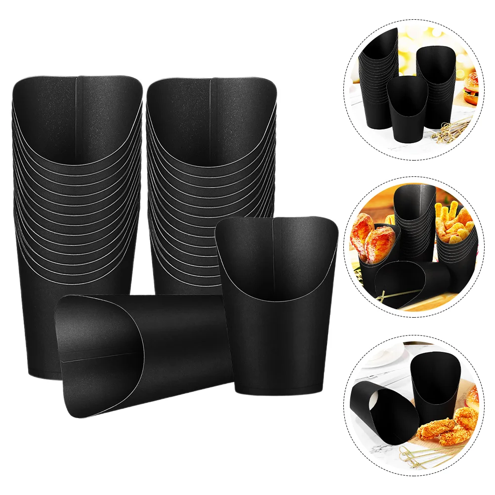 

50 Pcs Chip Cup Snack Containers Disposable French Fry Cups Popcorn Holders Small Food Fries Greaseproof Paper Take Out