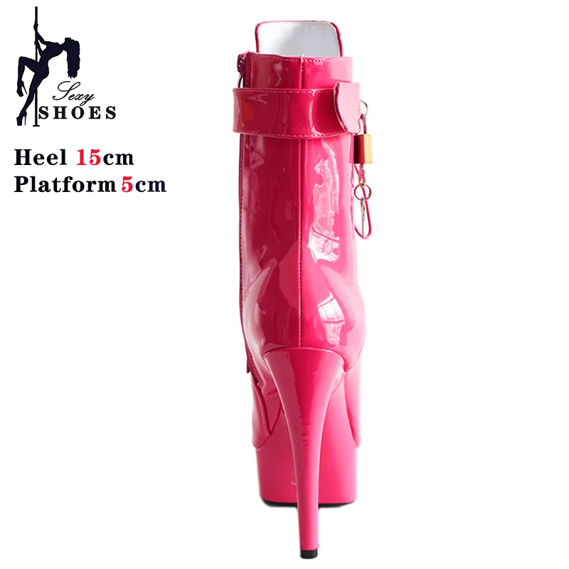 Женские Ботильоны на каблуке 6 дюймов обувь для стриптиза Фетиш-замки танцев