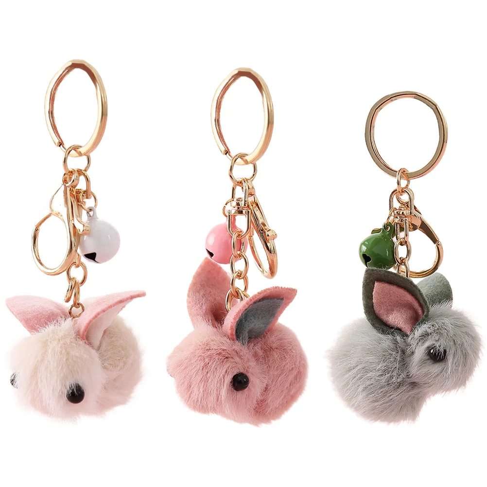 

Keychain Rabbit Bunny Key Plush Pendant Fluffy Pom Chain Animal Keyring Bagmini Keychains Fur Toys Kids Cartoon Ring Stuffed