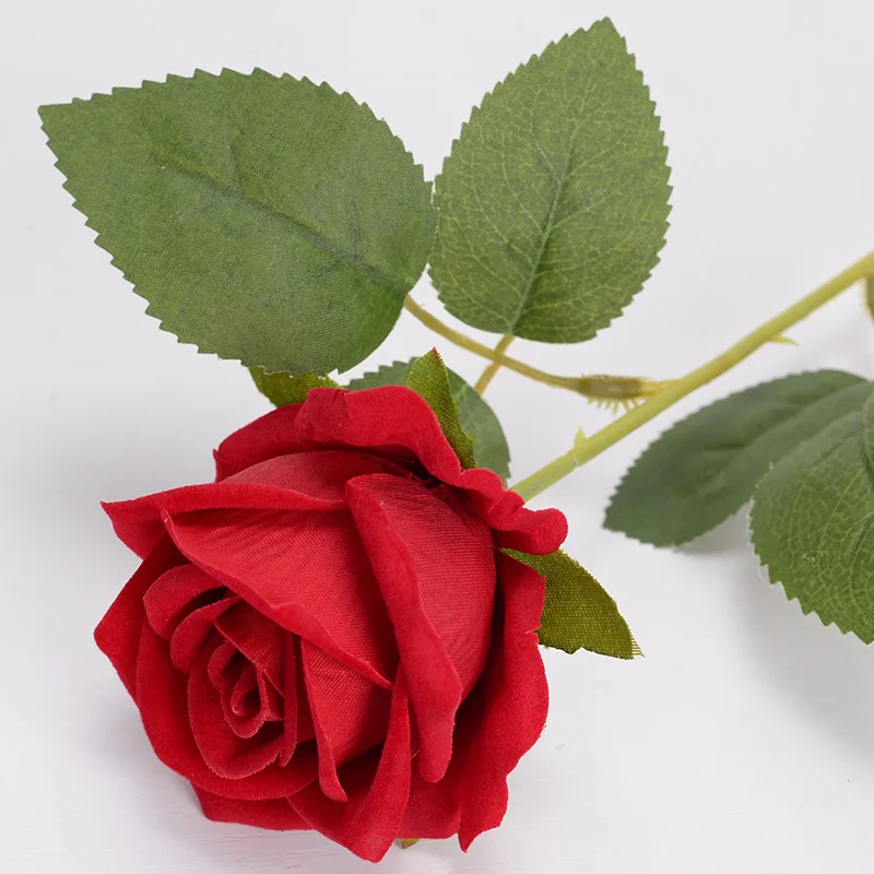 

Artificial Rose Flower Single Stem Fake Silk Velvet Bouquet Flowers Arrangements Home Office Garden Party Wedding Decoration