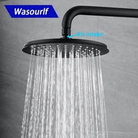 wasourlf black shower head round air intake wall mounted rain top ceiling high pressure spray nozzels easy clean bath bathroom