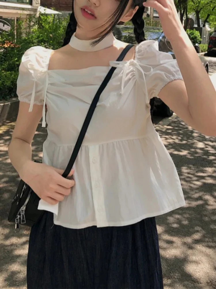 Женский шифоновый пуловер с квадратным вырезом приталенная рубашка кружевным