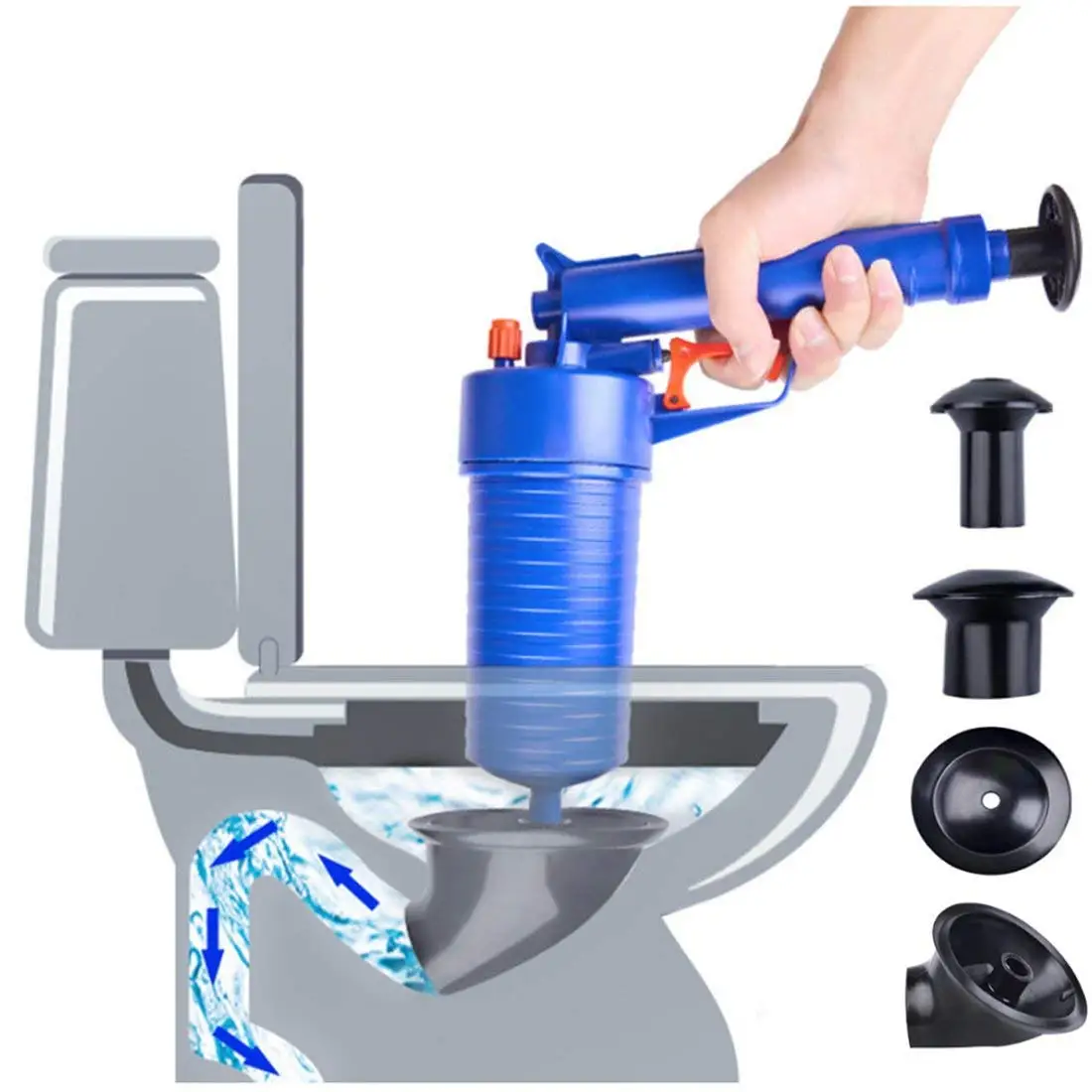 

Air Power Drain Blaster Gun High Pressure Powerful Manual Sink Plunger Opener Cleaner Pump for Bath Toilets Clogged Pipe Bathtub