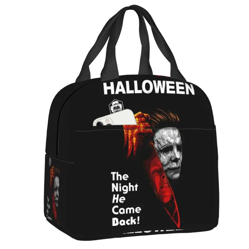 

Изолированная сумка для ланча с ножами Майкла Майерса для женщин, Портативная сумка-холодильник для Хэллоуина, ночи, термальная коробка для...