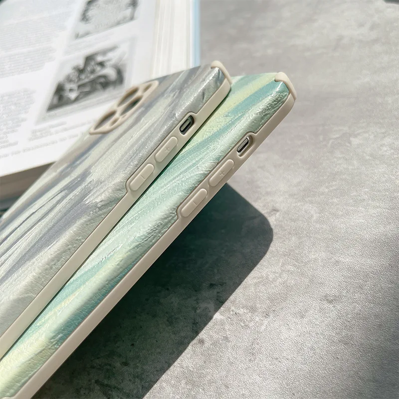 Oil Painting Feather Grain Phone Case For Iphone 14 13 12 11 Pro Max X XR XSMAX 7 8 Plus TPU Case Cover New Products