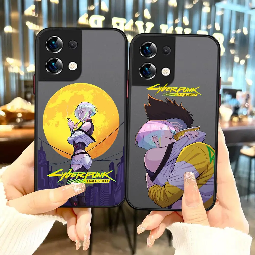 

Hot Game C-Cyberpunkes Cartoon Matte Phone Case For OPPO Reno 8 7 7Z 6Z 6 5 4 4SE 3 2 2F 2 Z Pro Plus 5G 4G Black Cover Funda