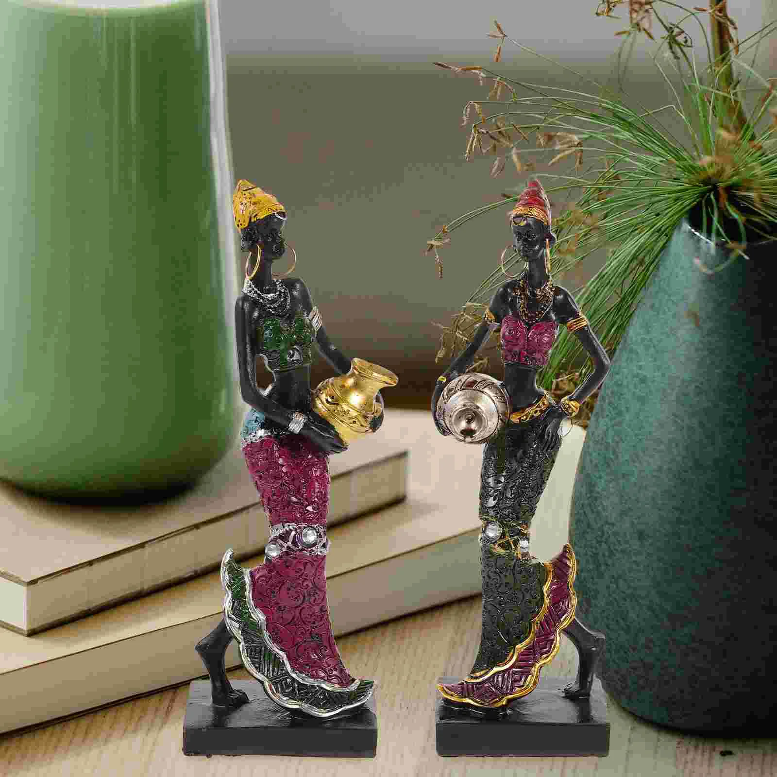 

2 Pcs Decor Tabletop Decoration Resin Craft Statue Artwork Home Ornament Office