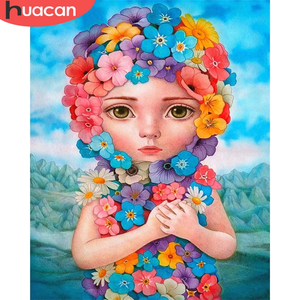 

HUACAN Painting By Number Flower Girl Portrait DIY Frame Drawing On Canvas For Kids Adults Picture HandPainted Home Decoration