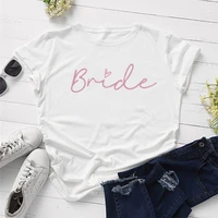 bridesmaid shirts bride squad bachelorette party fashion letter graphic short sleeve top tee cotton women tshirts o neck shirt