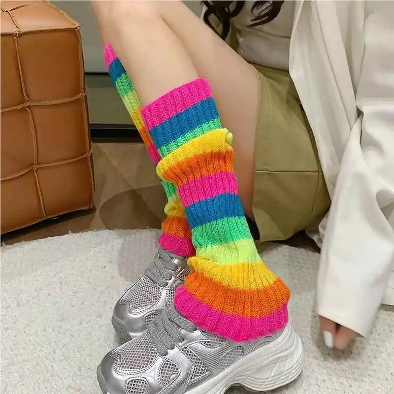 Вязаные полосатые носки Jk для ног серия дня рождения девочек с красным ворсом