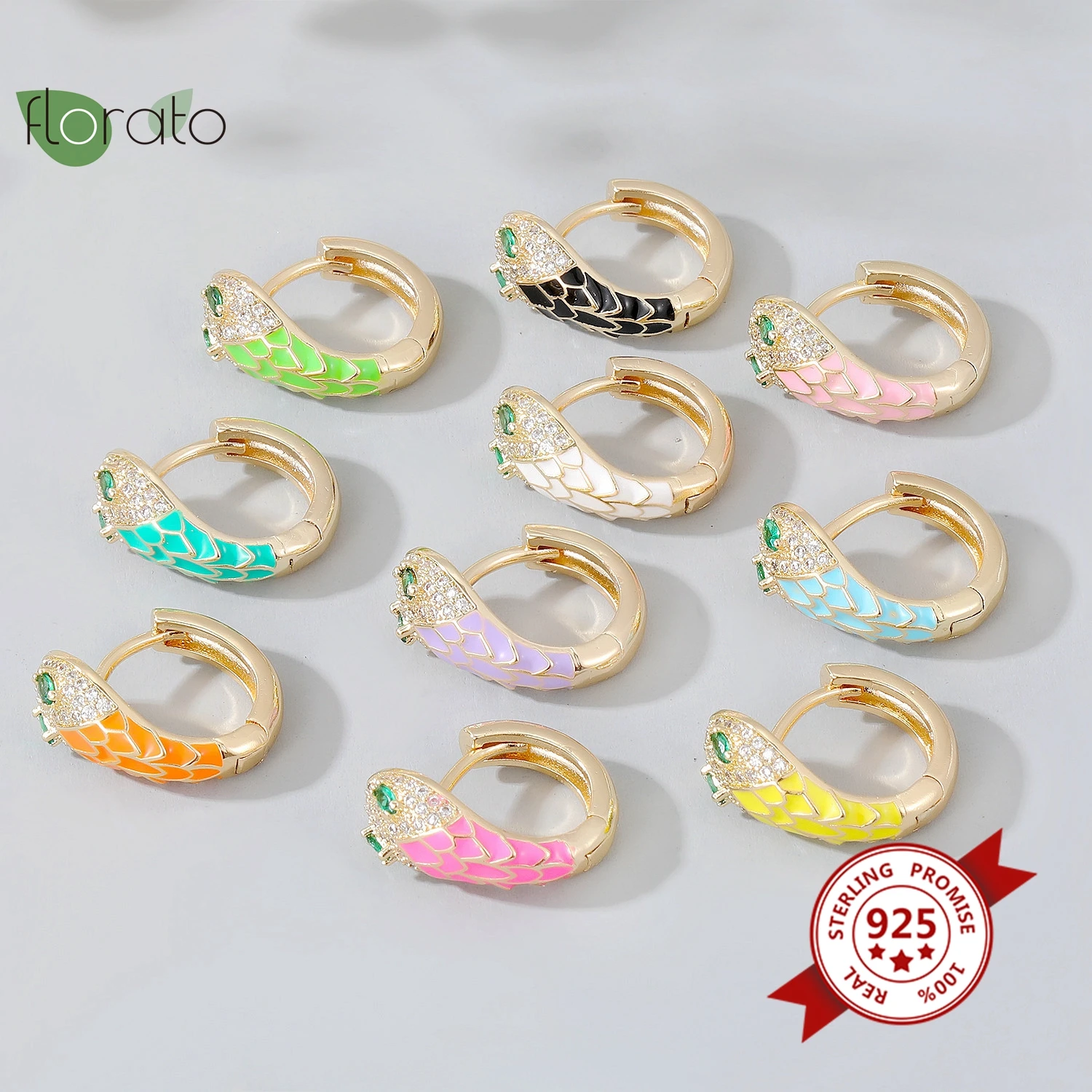 

Женские золотые серьги-Обручи из серебра 925 пробы с эмалью