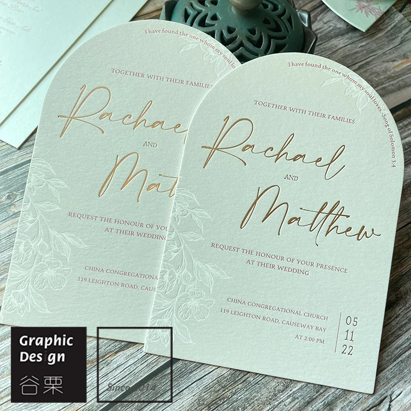 

Oval Upscale Cotton Paper Letterpress/Foil/Full Color Printing High Grade Wedding Invitations Customized Design