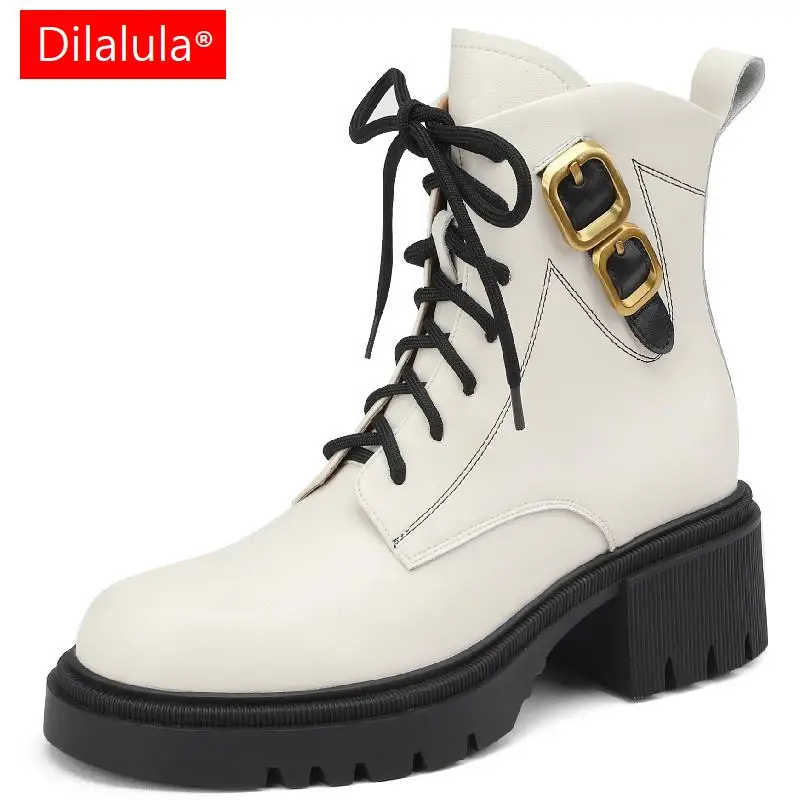 

Dilalula 2023 Популярные Модные женские ботильоны с пряжкой мотоциклетные ботинки на платформе на толстом каблуке женская уличная обувь для отдыха Новинка