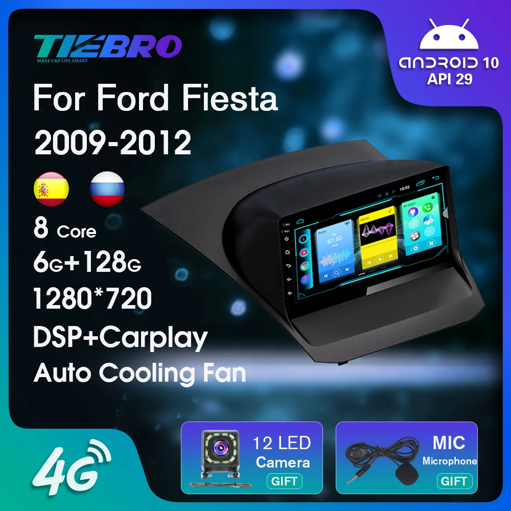 

Автомагнитола 2DIN на Android 10 для Ford Fiesta 2009-2012, головное устройство, мультимедийный видеоплеер, навигация GPS, Авторадио Android Auto 9 дюймов