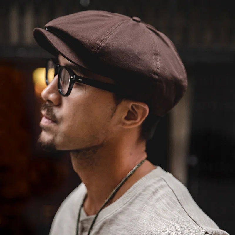 

Amekaji Men Cotton Hat Retro Beret Painter Cap Peaky Blinder Wild Casual Octagonal Cap Baseball Coffee Fashion Newsboy Hat